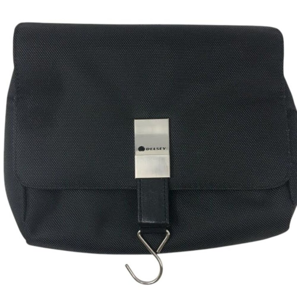 Delsey Paris Toiletry Hanging Make Up Cosmetics Bag Travel Case Black